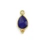Breloque en Pierre traitée couleur saphir goutte facettée serti argent 925 doré à l'or fin 7x15mm x 1pc