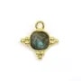 Breloque en Labradorite carrée facettée sur argent doré 7mm x 1pc