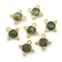 Breloque en Labradorite carrée facettée sur argent doré 7mm x 1pc