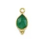 Breloque en Pierre traitée couleur émeraude goutte facettée sur argent doré 7x15mm x 1pc