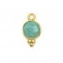 Breloque en Amazonite ronde facettée sur argent doré 7mm x 1pc