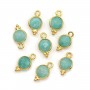 Breloque en Amazonite ronde facettée sur argent doré 7mm x 1pc