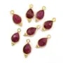Breloque en Pierre traitée couleur rubis goutte facettée serti argent 925 doré à l'or fin 7x15mm x 1pc