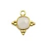Breloque en Pierre de lune carrée facettée serti argent 925 doré à l'or fin 13mm x 1pc