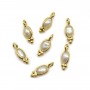 Breloque en Pierre de lune ovale sur argent doré 4x11mm x 2pcs