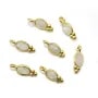 Breloque en Pierre de lune ovale sur argent doré 4x11mm x 2pcs