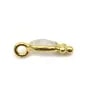 Breloque en Pierre de lune ovale sur argent doré 4x11mm x 2pcs