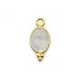 Breloque en Pierre de Lune ronde facettée serti argent 925 doré à l'or fin 7x13mm x 1pc
