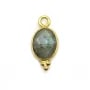 Breloque en amazonite carrée facettée sur argent doré 13mm x 1pc