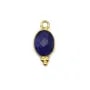 Breloque en Pierre traitée couleur saphir  ovale facettée serti argent 925 doré à l'or fin 7x15mm x 1pc