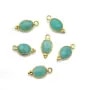 Breloque en Amazonite ovale facettée serti argent 925 doré à l'or fin 7x15mm x 1pc