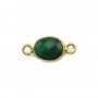 Intercalaire Pierre traitée couleur émeraude ovale facettée serti argent 925 doré à l'or fin 7x15mm x1pc