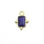 Breloque en Pierre traitée couleur saphir rectangle sur argent 925 doré à l'or fin 8x12mm x 1pc