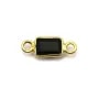 Intercalaire Onyx rectangle facettée serti argent 925 doré à l'or fin 5x13mm x1pc