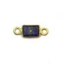 Intercalaire Lapis Lazuli rectangle facettée serti argent 925 doré à l'or fin 5x13mm x1pc