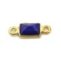 Intercalaire Lapis Lazuli rectangle facettée serti argent 925 doré à l'or fin 5x13mm x1pc