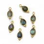 Breloque en Labradorite goutte facettée sur argent doré 7x15mm x 1pc