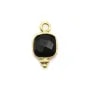 Charm in faceted square moonstone on golden silver 7mm x 1pc