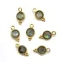 Breloque en Labradorite ronde facettée serti argent 925 doré à l'or fin 7x13mm x 1pc