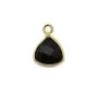 Agate noire triangle facettée sertie sur argent doré 9mm x 1pc