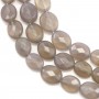 Agate grise ovale facette 8x10mm x 39cm