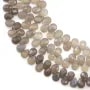 Agate de couleur grise, en forme de goutte plate facetté, 7 * 9mm x 20cm