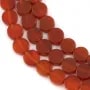 Agate rouge ovale plat 10x12mm x 40cm