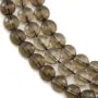 Quartz fumé rond plat facette 7mm x 39cm