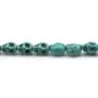 Tête de mort en howlite reconstituée, de couleur turquoise, 6 * 8mm x 40cm
