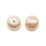 Perles de culture d'eau douce, semi-percée, saumon, bouton, 9-10mm x 2pcs