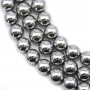Hématite silver plated round 8mm x40cm