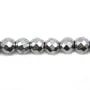 Hématite argenté ronde facette 6mm x 40cm