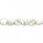 White mother-of-pearl flat round beads on thread 6mm x 40cm