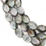 Nacre grise en oval facetté sur fil 10x14mm x 40cm