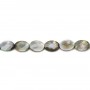 Nacre grise en oval facetté sur fil 10x14mm x 40cm