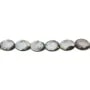 Nacre grise en oval facetté sur fil 14x18mm x 40cm