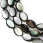Nacre grise en oval bombé sur fil 10x14mm x 40cm