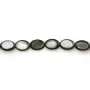 Nacre grise en oval bombé sur fil 10x14mm x 40cm