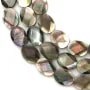 Nacre grise en oval facetté sur fil 12x16mm x 40cm