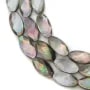 Nacre grise en ovale facetté sur fil 8x16mm x 40cm