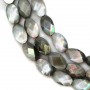Nacre grise en oval facetté sur fil 6x10mm x 40cm