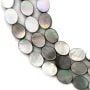 Nacre grise de forme ovale sur fil 8x10mm x 40cm