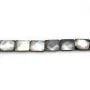 Nacre grise en forme de rectangle facetté 10x14mm x 6 pcs