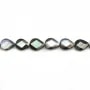 Grey shell faceted flat drop 7x9mm x 40cm 