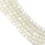 White mother-of-pearl faceted round beads on thread 3mm x 40cm