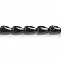 Agate in black color, in shape of a drop, 13 * 20mm x 2pcs