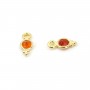 Round faceted Carnelian charm set in 925 silver and gold 5x11mm x 1pc