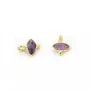 Amethyst eye charm faceted silver set 925 gold 7x9mm x 1pc