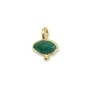 Breloque en Pierre traitée couleur émeraude oeil facettée sur argent doré 7x9mm x 1pc