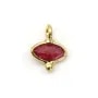 Breloque en Pierre traitée couleur rubis oeil facettée sur argent doré 7x9mm x 1pc